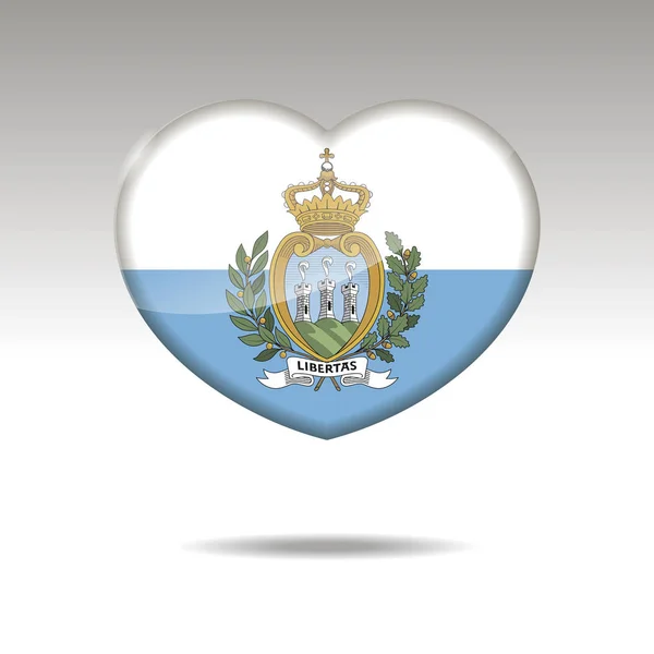 Me encanta San Marino. Icono bandera del corazón . — Vector de stock