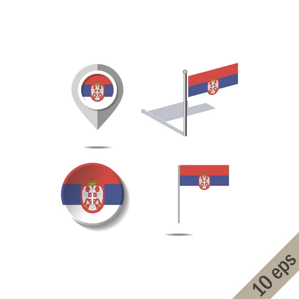 Карта шпильки з прапор Сербії — стоковий вектор