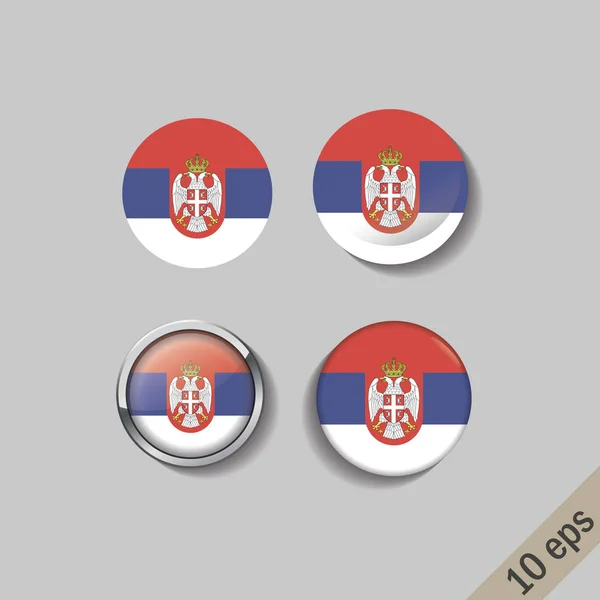 Sırbistan kümesi yuvarlak rozetleri bayraklar. — Stok Vektör