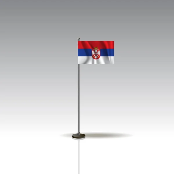 Flagga Illustration av landet Serbien. Serbien flagga isolerade på grå bakgrund. — Stock vektor