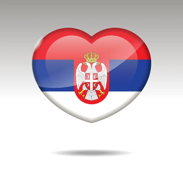 Amor Serbia símbolo. Icono bandera del corazón . — Vector de stock