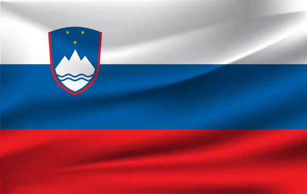 Bandera realista ondeando de la Eslovenia. Tela texturizada bandera que fluye, vector EPS10 — Vector de stock