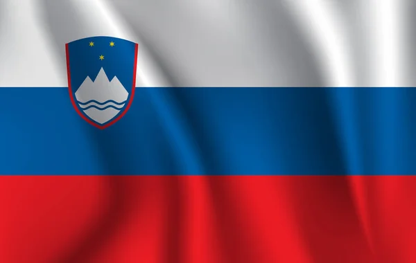 Realista szlovén zászló integet. Szövet szövet áramló zászló, vektor Eps10 — Stock Vector