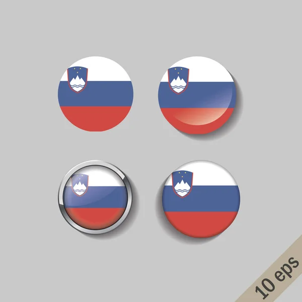 Set van Slovenië vlaggen ronde badges. — Stockvector