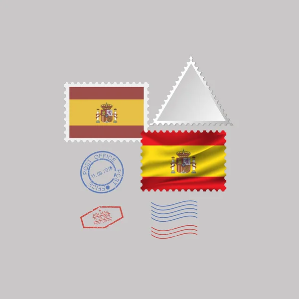 Flaga Hiszpania zestaw znaczków pocztowych, na białym tle na szarym tle, ilustracji wektorowych. 10 eps — Wektor stockowy