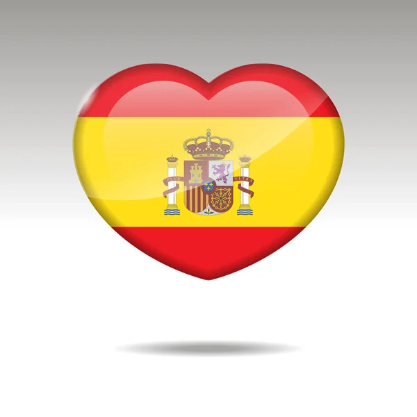 Adoro o símbolo da Espanha. Ícone da bandeira cardíaca . —  Vetores de Stock