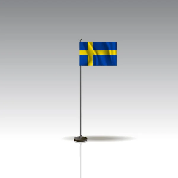 Flagga Illustration av landet Sverige. Sverige flagga isolerade på grå bakgrund. — Stock vektor