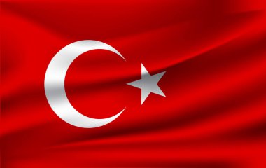 Türkiye'nin bayrak sallayarak gerçekçi. Kumaş dokulu akan bayrak, vektör Eps10