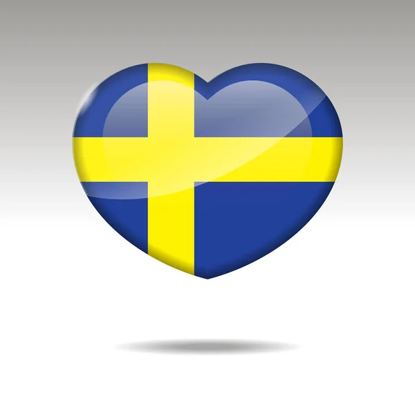 İsveç sembolü seviyorum. kalp bayrak simgesi. — Stok Vektör