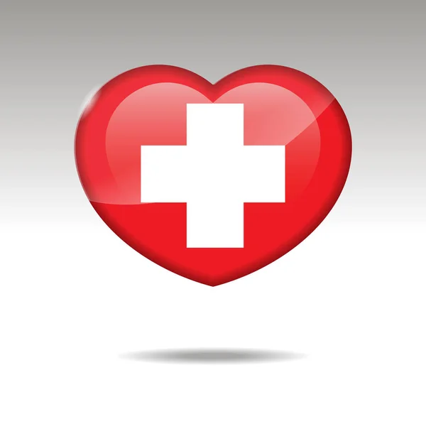 Love SWITZERLAND symbol. Heart flag icon. — Stock Vector