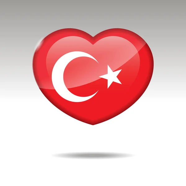 トルコのシンボルが大好きです。ハートのフラグ アイコン. — ストックベクタ
