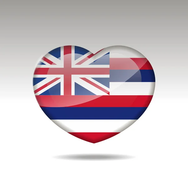 Люблю символ штату Гаваї. значок прапорця серця. — стоковий вектор