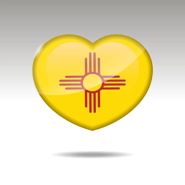 Love New Mexico state symbol. Heart flag icon. — Stok Vektör