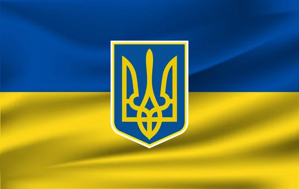 Realistisches Fahnenschwenken des ukrainischen Gewebes texturierte fließende Flagge, Vektor eps10 — Stockvektor