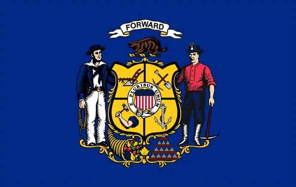 Flaga stanowa stanu Wisconsin w Stanach Zjednoczonych. — Wektor stockowy