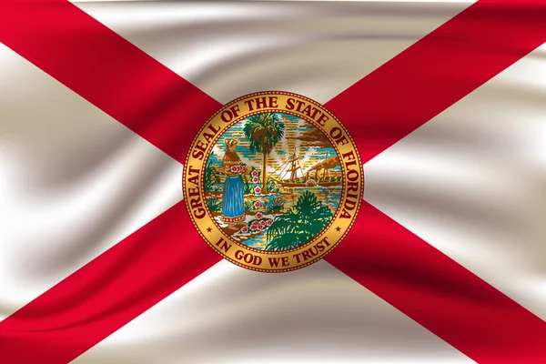 Ondeando la bandera de Florida. 10 EPS — Vector de stock