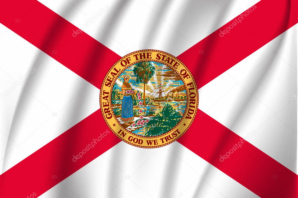 Waving flag of Florida. 10 EPS