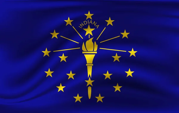 Waving flag of Indiana. 10 EPS — Stock Vector