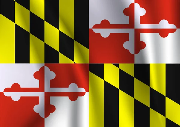 Ondeando la bandera de Maryland. 10 EPS — Vector de stock