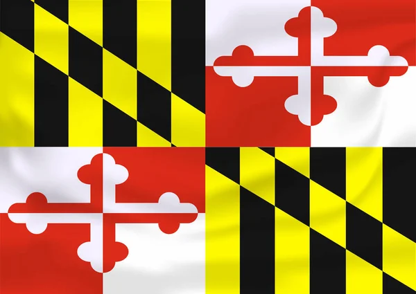 Ondeando la bandera de Maryland. 10 EPS — Vector de stock