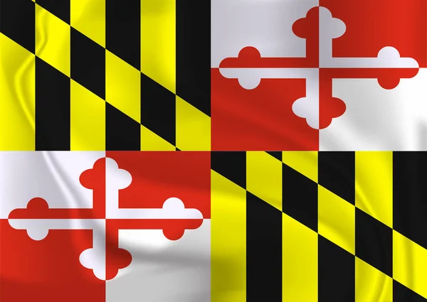 Ondeando la bandera de Maryland. 10 EPS — Vector de stock