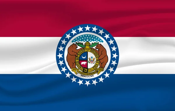 Ondeando la bandera de Missouri. 10 EPS — Vector de stock