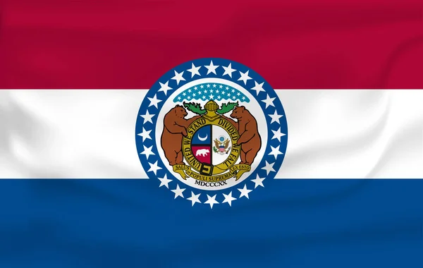 Ondeando la bandera de Missouri. 10 EPS — Archivo Imágenes Vectoriales