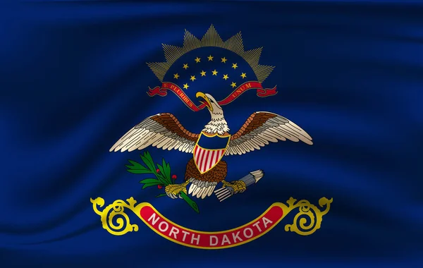 Waving flag of North Dakota. 10 EPS — Stock Vector