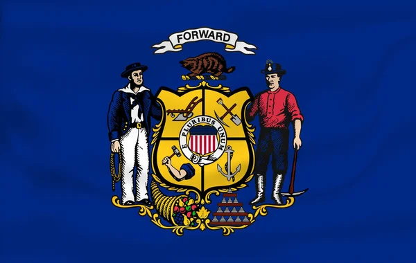 Viftande flagga av Wisconsin. 10 EPS — Stock vektor