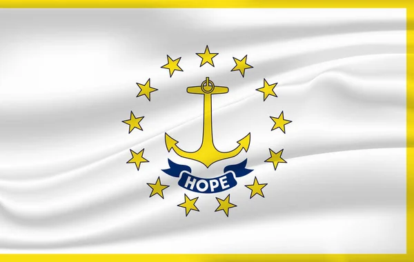 Ondeando la bandera de Rhode Island. 10 EPS — Vector de stock