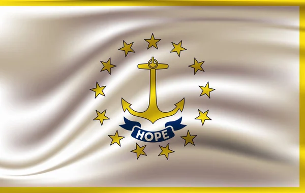 Ondeando la bandera de Rhode Island. 10 EPS — Vector de stock