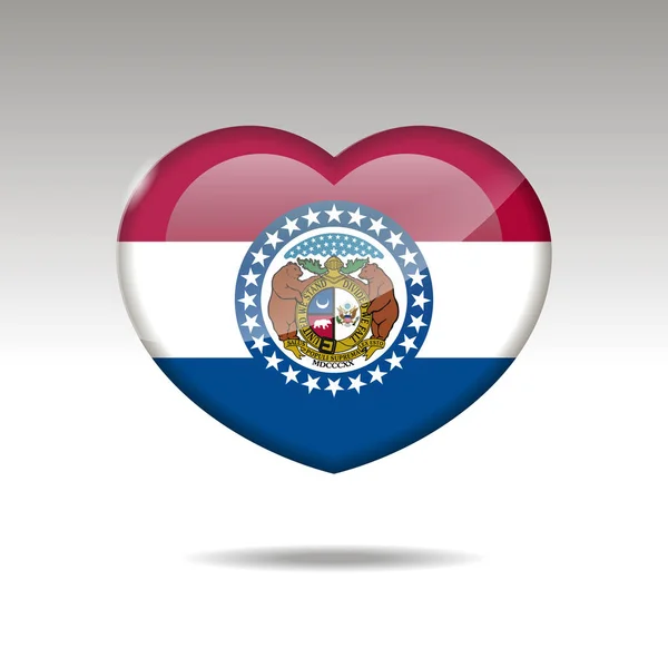 Любовний символ штату Міссурі. Значок серцевого прапора. 10 EPS — стоковий вектор