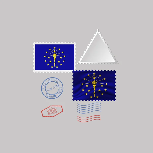 Briefmarke mit dem Bild der indischen Staatsflagge. Vektorillustration. — Stockvektor