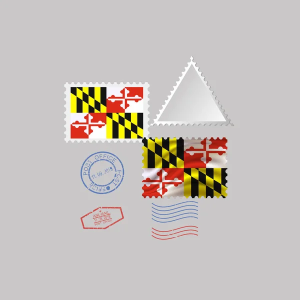 メリーランド州旗をイメージした切手。ベクトルイラストレーション. — ストックベクタ