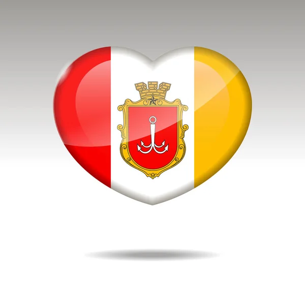 Amor ODESSA símbolo. Icono bandera del corazón . — Vector de stock