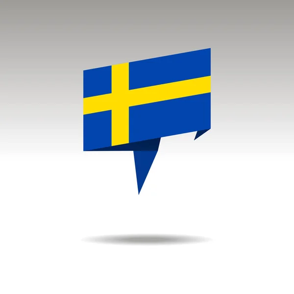 Grafische voorstelling van de locatie-aanduiding in de origami-stijl met een vlag Zweden op een grijze achtergrond — Stockvector