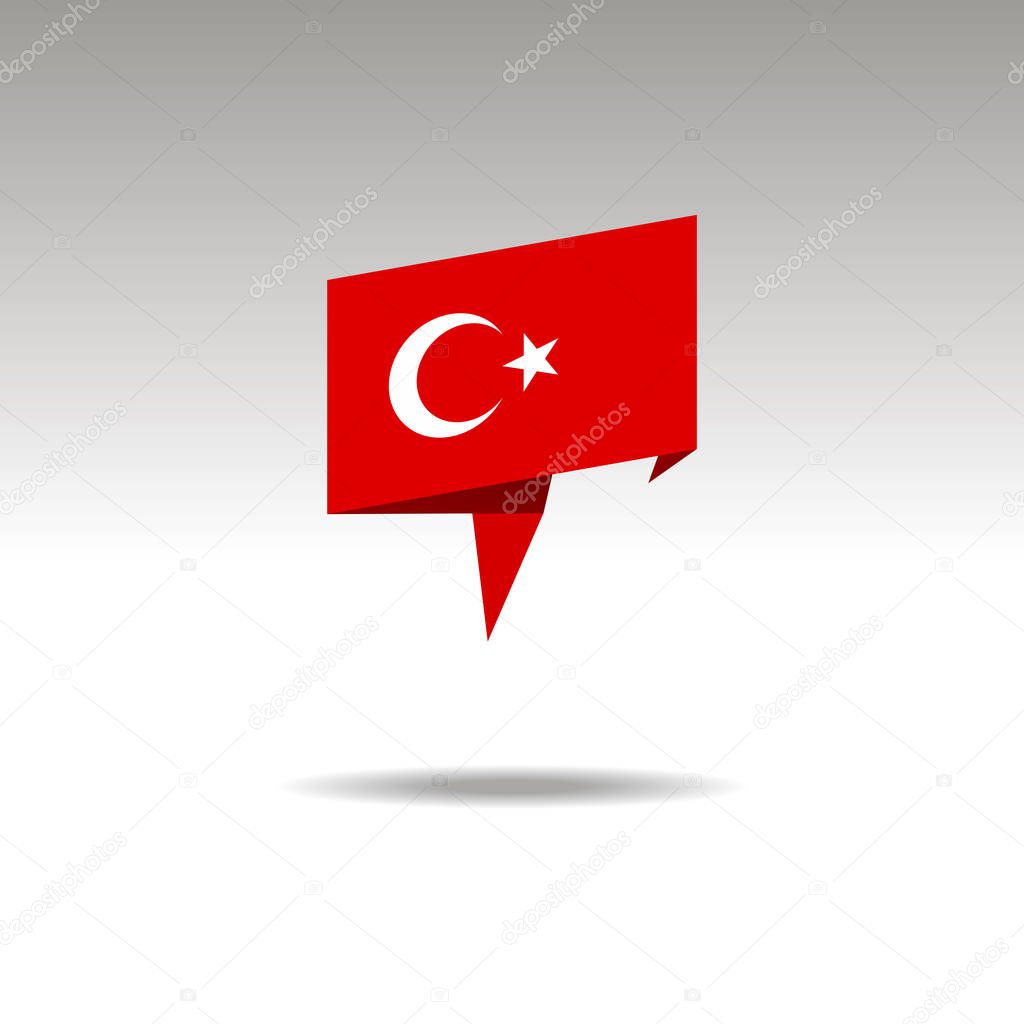 graphic representation of the location designation in the origami style with a flag TURKEY on a gray background