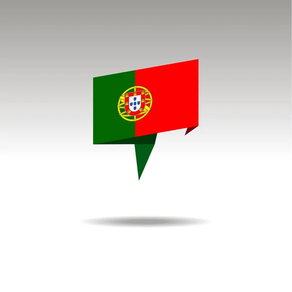 Representação gráfica da designação do local no estilo origami com uma bandeira de Portugal sobre fundo cinzento —  Vetores de Stock