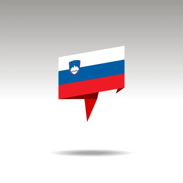 Grafická reprezentace označení místa ve stylu origami s vlajkou Slovinsko na šedém pozadí — Stockový vektor