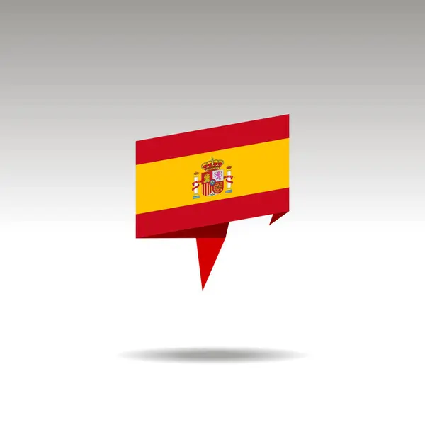 Representação gráfica da designação do local no estilo origami com uma bandeira ESPANHA em um fundo cinza —  Vetores de Stock