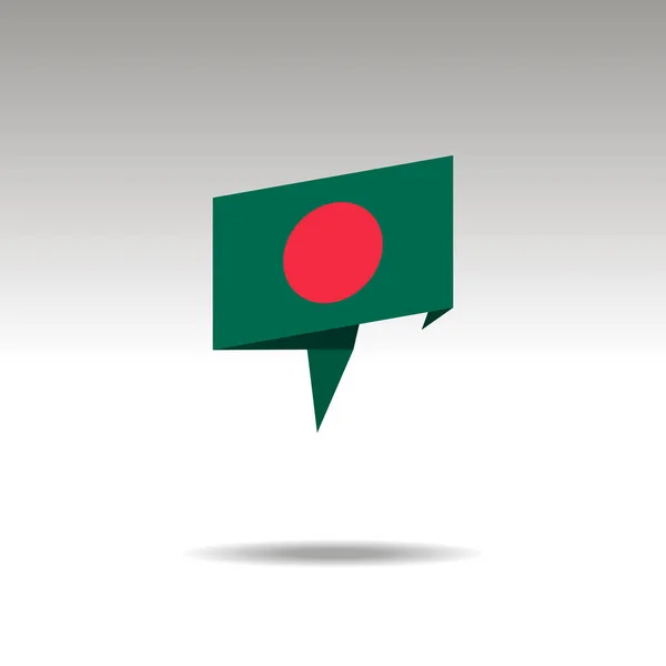 Representación gráfica de la designación de ubicación en el estilo origami con una bandera BANGLADESH sobre un fondo gris — Archivo Imágenes Vectoriales