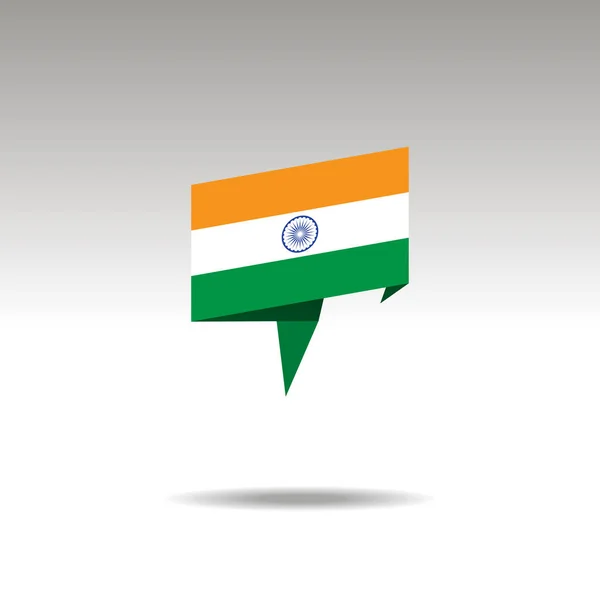 Rappresentazione grafica della designazione della posizione nello stile origami con una bandiera INDIA su sfondo grigio — Vettoriale Stock