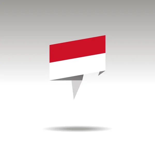 Representasi grafis dari penunjukan lokasi dalam gaya origami dengan sebuah bendera INDONESIA dengan latar belakang abu-abu - Stok Vektor