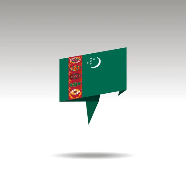 Gri bir arka planda Türkmenistan bayrağı ile Origami tarzında konum atamasını grafik gösterimi — Stok Vektör