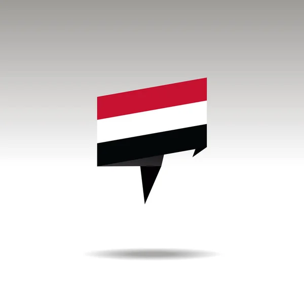 Rappresentazione grafica della designazione della posizione nello stile origami con una bandiera YEMEN su sfondo grigio — Vettoriale Stock