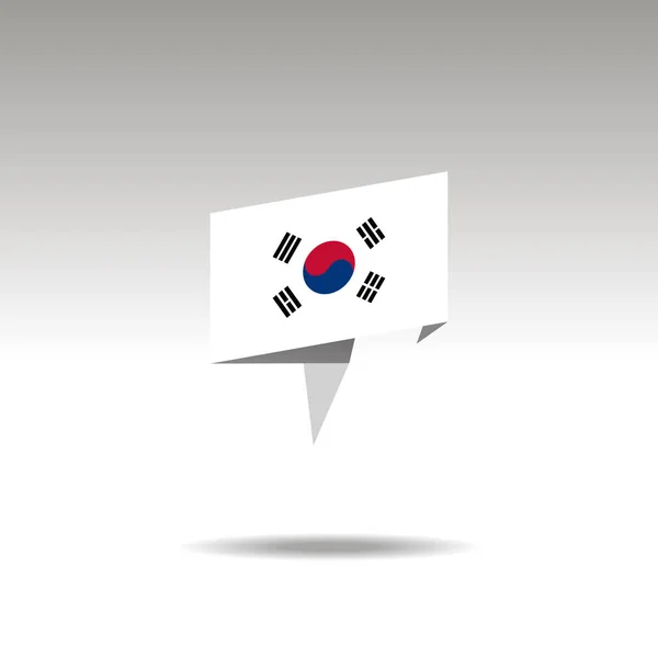 회색 배경에 국기 한국과 종이 접기 스타일의 위치 지정의 그래픽 표현 — 스톡 벡터