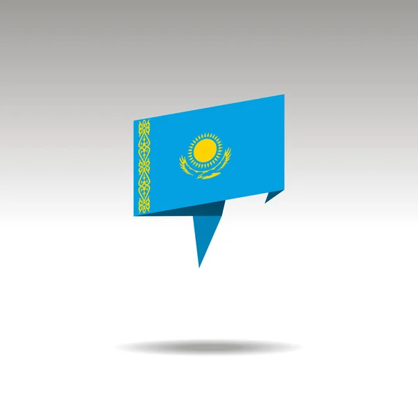 Graficzne przedstawienie oznaczenia lokalizacji w stylu origami z flagą Kazachstanu na szarym tle — Wektor stockowy