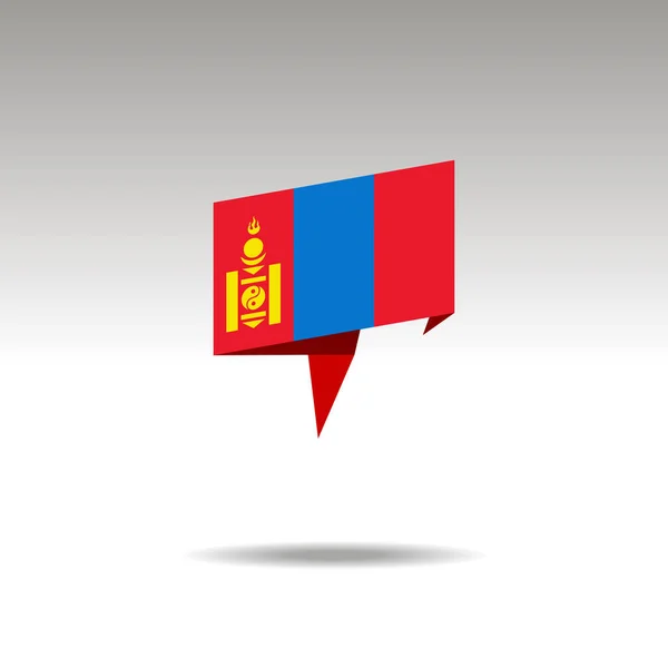 Representación gráfica de la designación del lugar en el estilo origami con una bandera MONGOLIA sobre un fondo gris — Vector de stock