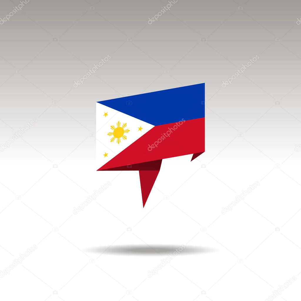 graphic representation of the location designation in the origami style with a flag PHILIPINES on a gray background