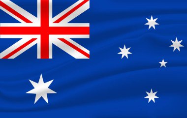 Avustralya 'nın gerçekçi sallama bayrağı, Avustralya sallama bayrağı, yüksek çözünürlüklü Kumaş dokulu akan bayrağı, vektör eps10